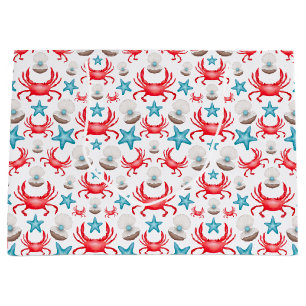 Coastal Seaside Red Crabs Large Gift Bag