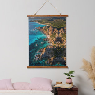 Coastal Serenity from Above Hanging Tapestry