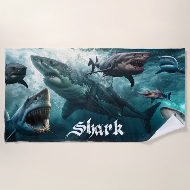 Coastal Shark Attacks Beach Towel (Front)