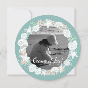 Coastal Shell Christmas Wreath Photo Card