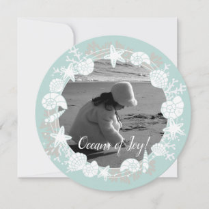 Coastal Shell Christmas Wreath Photo Card