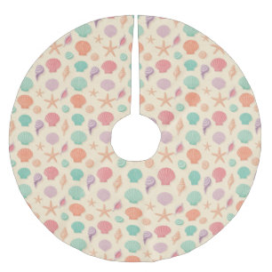 Coastal Shell Pattern Brushed Polyester Tree Skirt