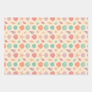 Coastal Shell Pattern Wrapping Paper Sheet