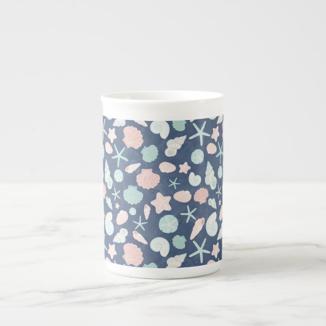 Coastal Shells Beach & Ocean Design Bone China Mug (Front)