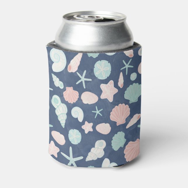 Coastal Shells Beach & Ocean Design Can Cooler (Can Back)