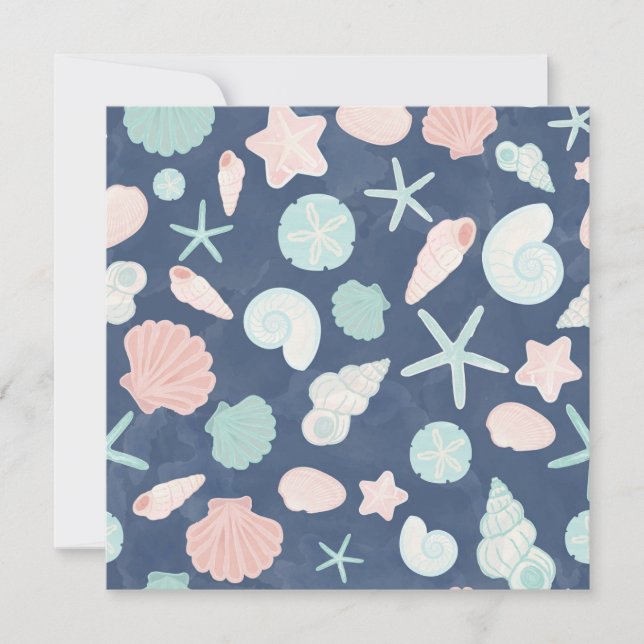 Coastal Shells Beach & Ocean Design Card (Front)