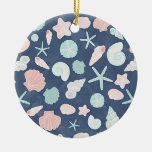 Coastal Shells Beach & Ocean Design Ceramic Tree Decoration