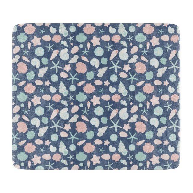 Coastal Shells Beach & Ocean Design Cutting Board (Front)