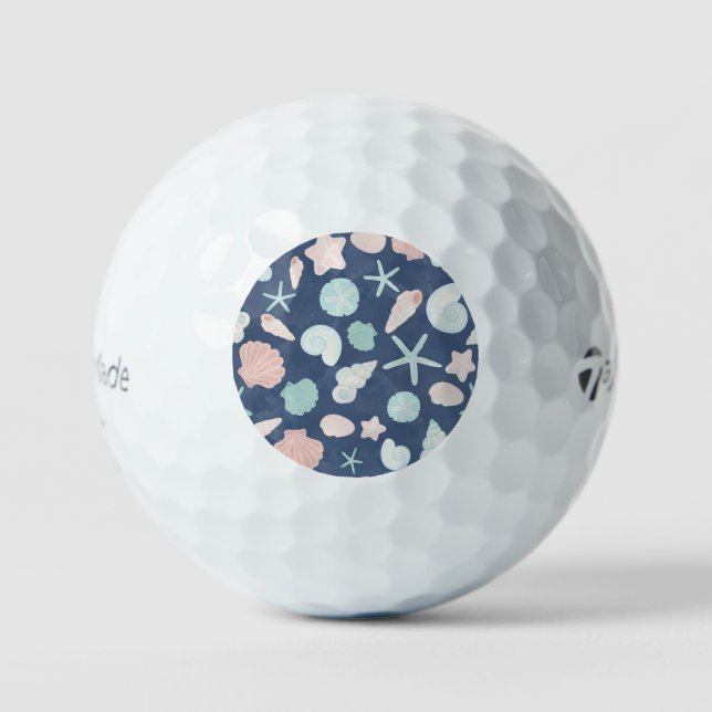 Coastal Shells Beach & Ocean Design Golf Balls (Front)