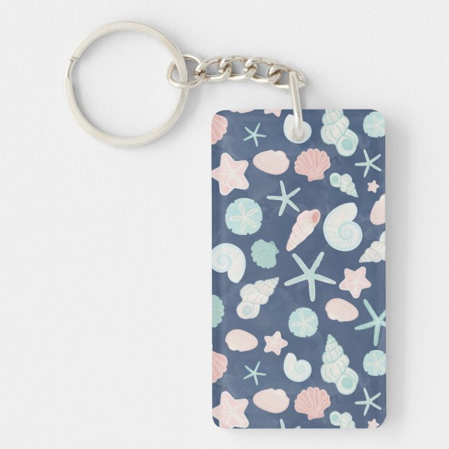 Coastal Shells Beach & Ocean Design Key Ring (Front)
