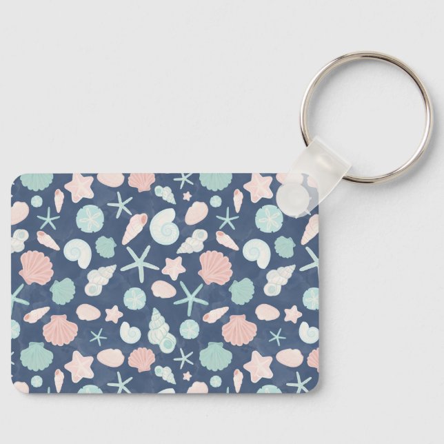 Coastal Shells Beach & Ocean Design Key Ring (Front)