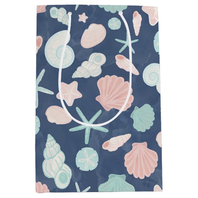 Coastal Shells Beach & Ocean Design Medium Gift Bag (Front)