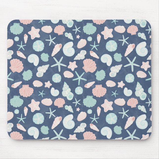 Coastal Shells Beach & Ocean Design Mouse Mat (Front)