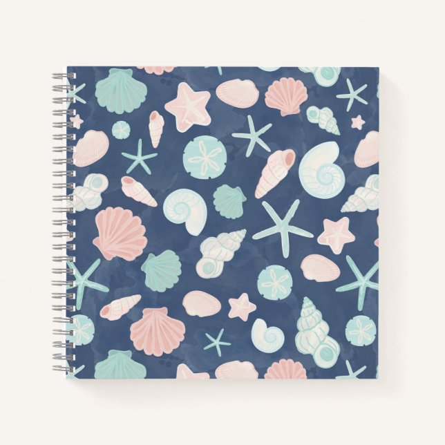 Coastal Shells Beach & Ocean Design Notebook (Front)