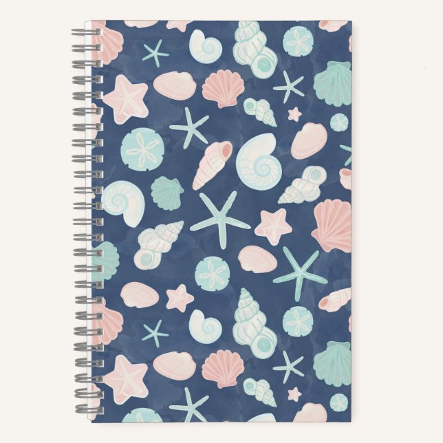 Coastal Shells Beach & Ocean Design Notebook (Front)