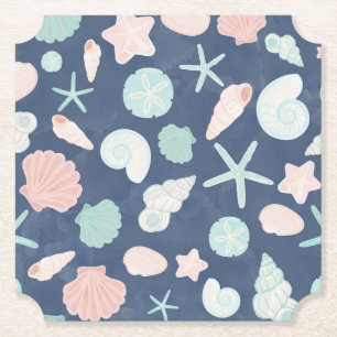 Coastal Shells Beach & Ocean Design Paper Coaster