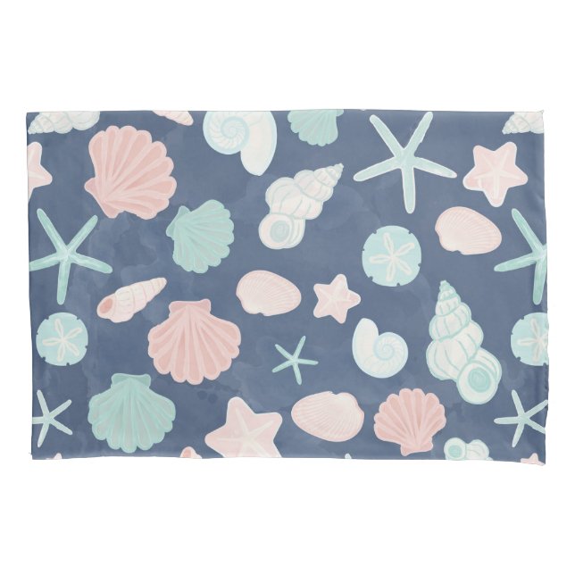 Coastal Shells Beach & Ocean Design Pillowcase (Front-Left)