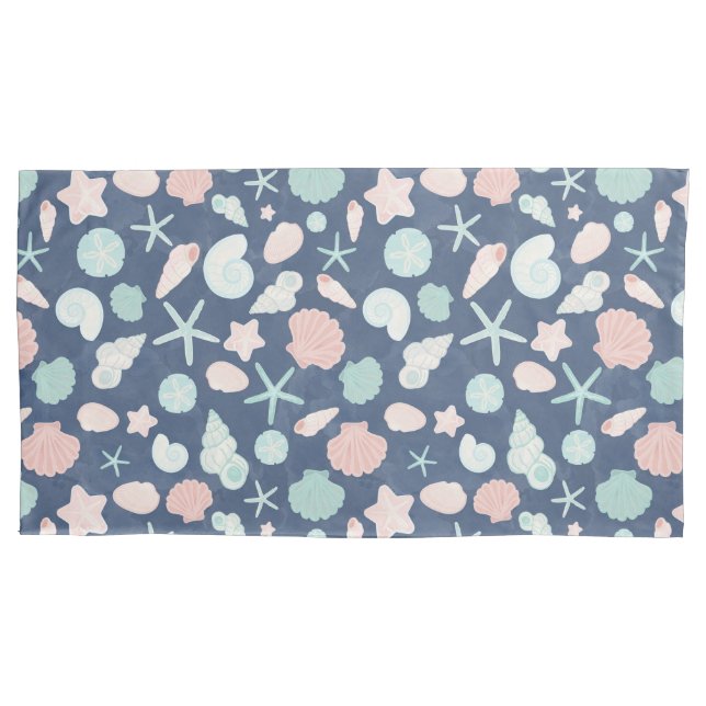 Coastal Shells Beach & Ocean Design Pillowcase (Front)