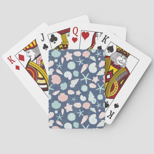 Coastal Shells Beach & Ocean Design Playing Cards (Back)