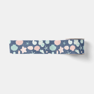 Coastal Shells Beach & Ocean Design Satin Ribbon