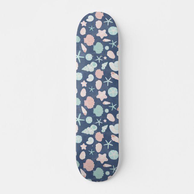 Coastal Shells Beach & Ocean Design Skateboard (Front)