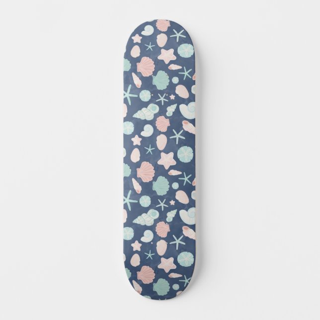Coastal Shells Beach & Ocean Design Skateboard (Front)