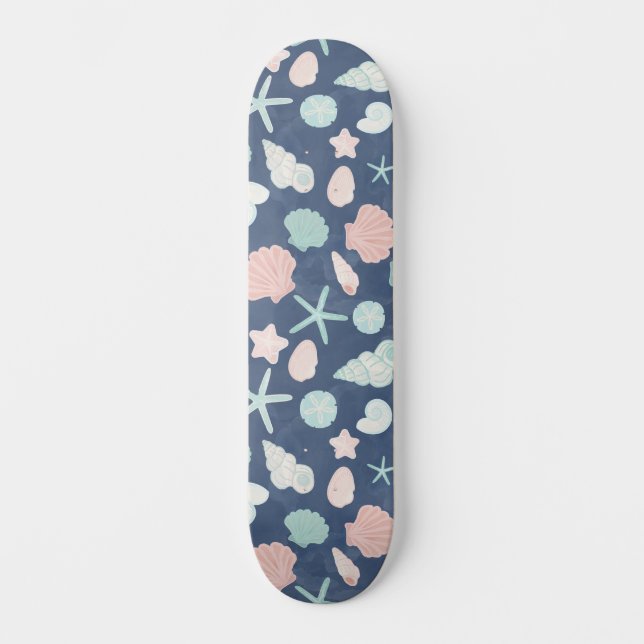Coastal Shells Beach & Ocean Design Skateboard (Front)