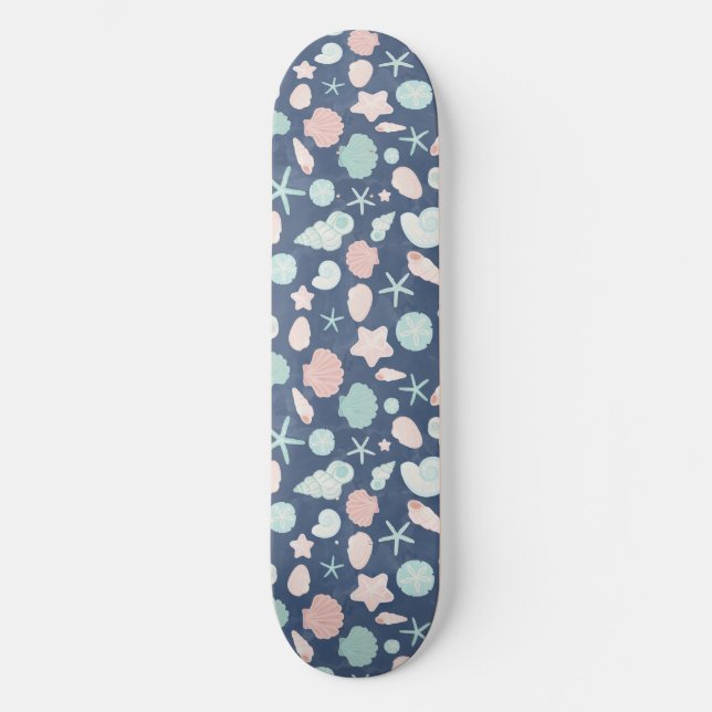 Coastal Shells Beach & Ocean Design Skateboard (Front)