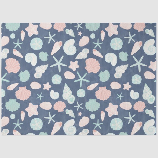 Coastal Shells Beach & Ocean Design Tissue Paper (Front)
