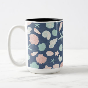 Coastal Shells Beach & Ocean Design Two-Tone Coffee Mug