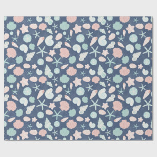 Coastal Shells Beach & Ocean Design Wrapping Paper