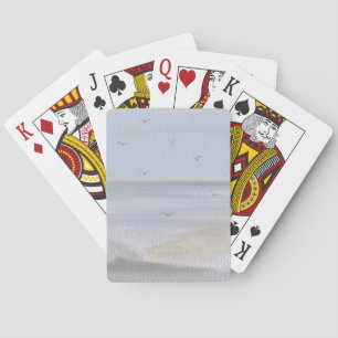 Coastal Shoreline Beach Watercolor Playing Cards