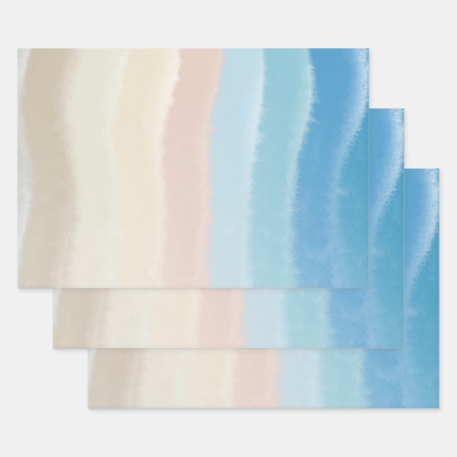 Coastal Shoreline Salty Waves  Wrapping Paper Sheet (Set)