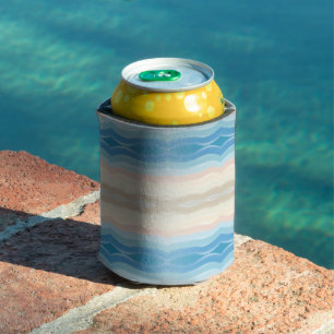 Coastal Shoreline Salty Wavy Repeat Pattern Can Cooler