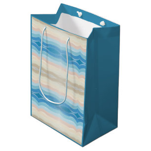 Coastal Shoreline Salty Wavy Repeat Pattern Medium Gift Bag