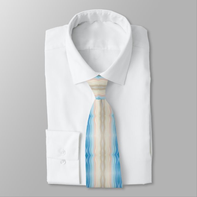 Coastal Shoreline Salty Wavy Repeat Pattern  Tie (Tied)