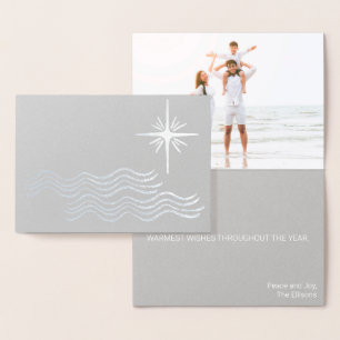 COASTAL SILVER MODERN CHRISTMAS CARD BEACH PHOTO