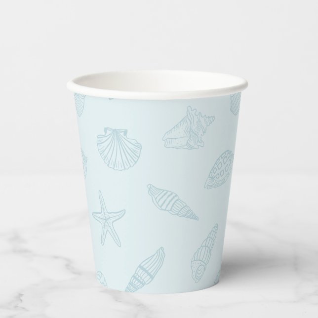 Coastal Sip Seafoam Blue Paper Cups (Front)