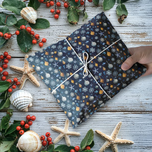 Coastal Snowflakes & Nautical Elements Pattern Tissue Paper