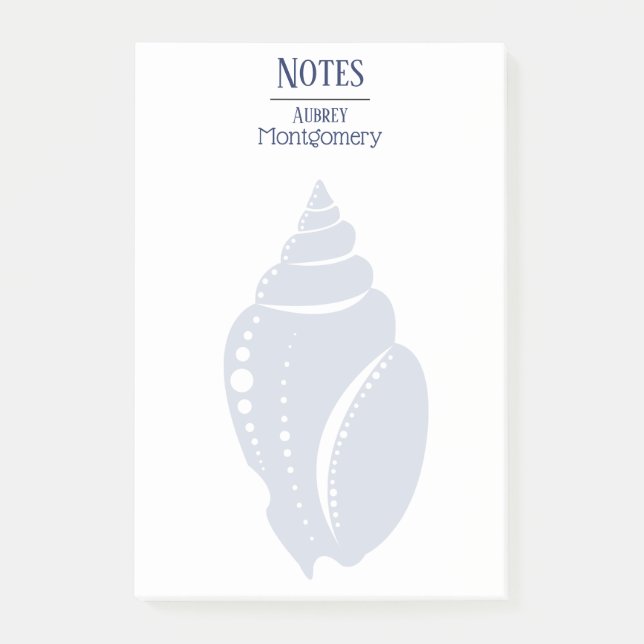 Coastal Spiral Seashell | Personalised Post-it Notes (Front)