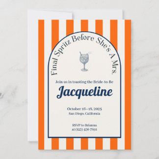 Coastal Spritz Bachelorette Itinerary, Invitation