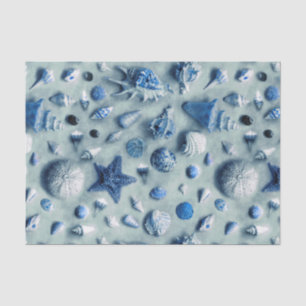 Coastal Starfish and Seashells Beach Photo Indigo Tissue Paper