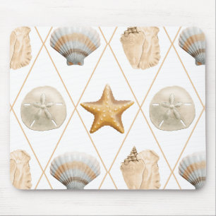 Coastal Starfish and Seashells Mouse Mat