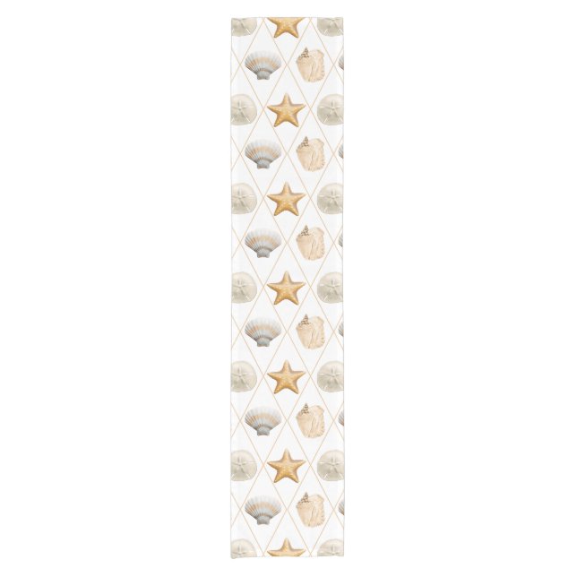 Coastal Starfish and Seashells Short Table Runner (Front)