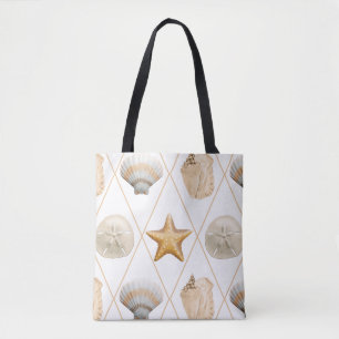 Coastal Starfish and Seashells Tote Bag