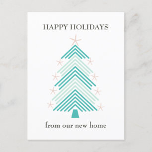 Coastal Starfish Folk Art Christmas Tree Moving Announcement Postcard