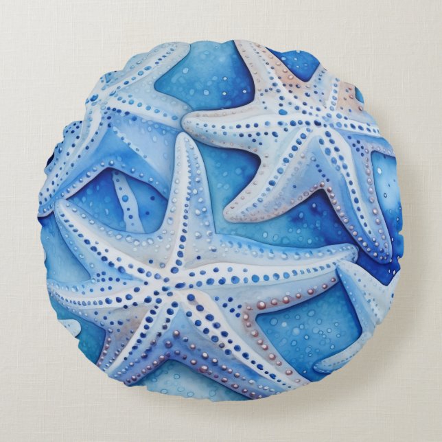 Coastal Starfish Pattern  Round Cushion (Front)