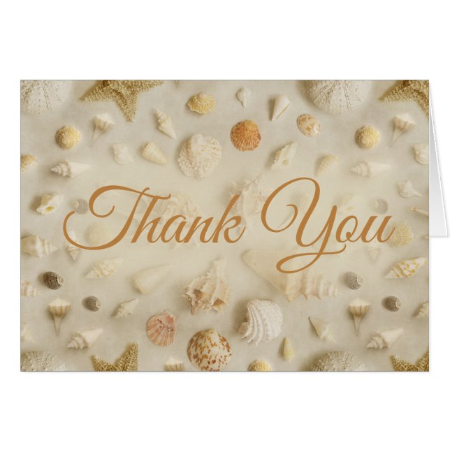 Coastal Starfish & Seashells Beach Photo Thank You (Front Horizontal)