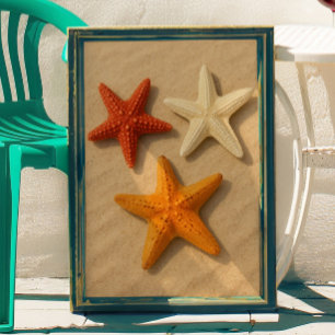 Coastal Starfish Summer Beach Trendy Wall Art