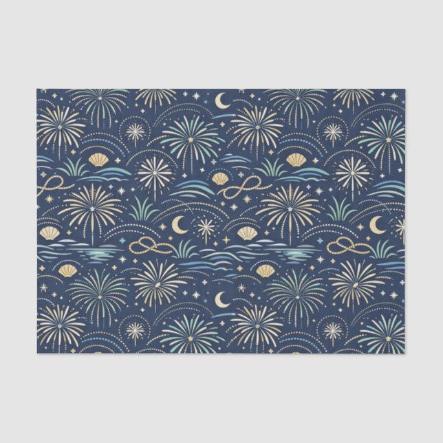 Coastal Starlight Fireworks Pattern Tissue Paper (Front)